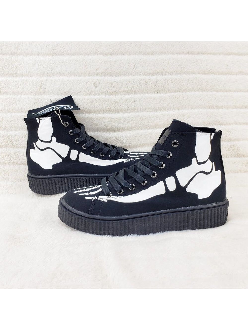 Demonia Sneeker Mens X-Ray Graphic Bone Creeper Sneaker Flame Tread Goth Punk - Picture 7 of 9